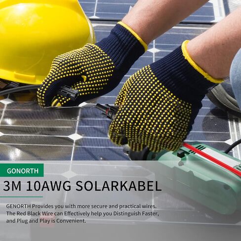 كابل تمديد للطاقة الشمسية 10 أقدام، سلك الألواح الشمسية 10 AWG اتصال احترافي أنثى وذكر موصلات سلك الألواح الشمسية، سلك نحاسي معلب للمنزل قارب RV لوحة شمسية خارجية (أحمر + أسود) in Saudi Arabia