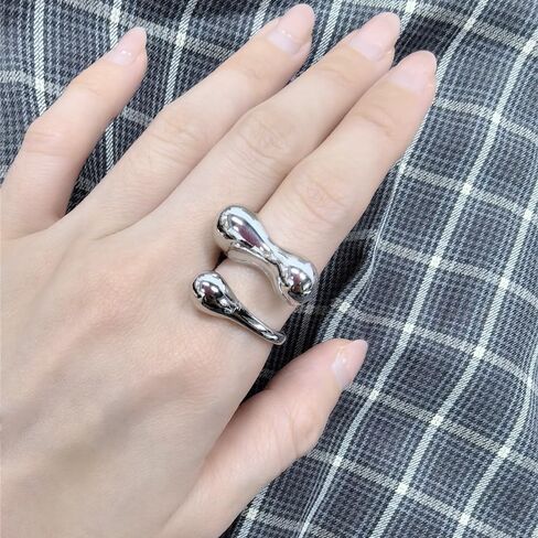 Dtja Irregular Ball Statement Adjustable Open Wrap Ring for Women Girls Silver Gold Plated Stacking Adjustable Band Finger Rings Comfort Fit Fashion Birthday Holiday Y2K Party Jewelry Gift Size 6-12 in Saudi Arabia