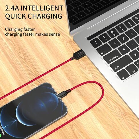 MFP Lightning Cable[Apple MFi Certified] 3.3ft,Nylon Braided Fast Charging iPhone Charger Cord Compatible with iPhone 14 13 12 11 Pro Max XR XS X 8 7 6 Plus SE and More(Red) in Saudi Arabia