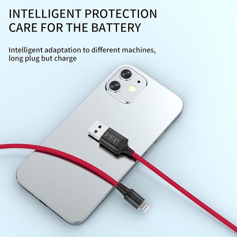 MFP Lightning Cable[Apple MFi Certified] 3.3ft,Nylon Braided Fast Charging iPhone Charger Cord Compatible with iPhone 14 13 12 11 Pro Max XR XS X 8 7 6 Plus SE and More(Red) in Saudi Arabia