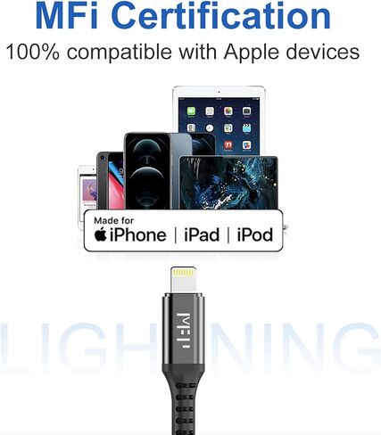MFP Lightning Cable[Apple MFi Certified] 3.3ft,Nylon Braided Fast Charging iPhone Charger Cord Compatible with iPhone 14 13 12 11 Pro Max XR XS X 8 7 6 Plus SE and More(Red) in Saudi Arabia