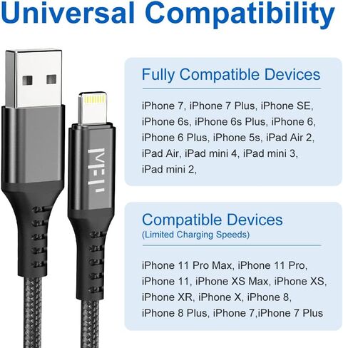 MFP Lightning Cable[Apple MFi Certified] 3.3ft,Nylon Braided Fast Charging iPhone Charger Cord Compatible with iPhone 14 13 12 11 Pro Max XR XS X 8 7 6 Plus SE and More(Red) in Saudi Arabia