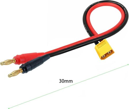 قابس محول موصل XT60، قابس ذكر XT60 إلى موصل ذكر الموز 4 مم مع كابل 16AWG 30 سم (11.8 بوصة) لطائرة RC Lipo لشحن بطارية FPV بدون طيار (عبوتان XT60) in Kuwait