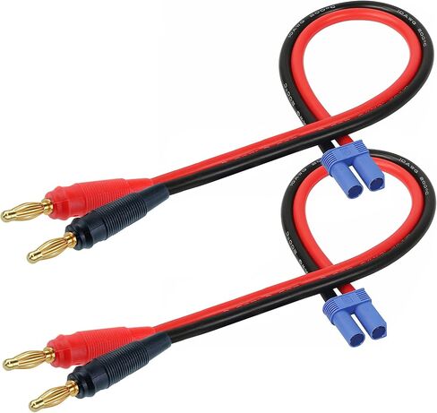 قابس محول موصل XT60، قابس ذكر XT60 إلى موصل ذكر الموز 4 مم مع كابل 16AWG 30 سم (11.8 بوصة) لطائرة RC Lipo لشحن بطارية FPV بدون طيار (عبوتان XT60) in Kuwait