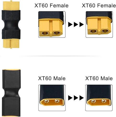 XT60 Male to Male Connector Adapter, Female to Female Coupler for RC LiPo Battery Charger Drone Car, XT60 Plug Jack No Wire Conversion, 4 Pcs in Saudi Arabia
