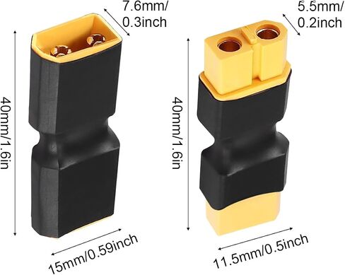 XT60 Male to Male Connector Adapter, Female to Female Coupler for RC LiPo Battery Charger Drone Car, XT60 Plug Jack No Wire Conversion, 4 Pcs in Saudi Arabia