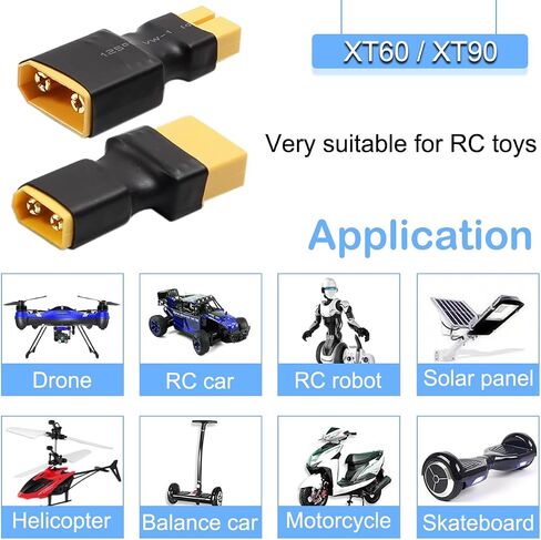 XT60 to XT90 Male Female Adapter Connector for RC LiPo Battery Charger Drone Car, XT60 XT90 Plug Jack Converter, RC Power Supply Adapter, 4 Pcs in Saudi Arabia