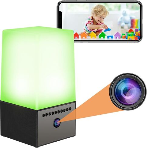 Mini Wireless Camera 4K HD WiFi Security Nanny Camera with RGB Night Light Two-Way Intercom 130° Wide Night Vision Motion Detection Real Time Record Surveillance Cam for Home Baby Pet Monitor (Brown) in Kuwait