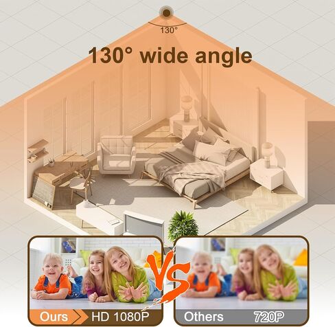 Mini Wireless Camera 4K HD WiFi Security Nanny Camera with RGB Night Light Two-Way Intercom 130° Wide Night Vision Motion Detection Real Time Record Surveillance Cam for Home Baby Pet Monitor (Brown) in Kuwait