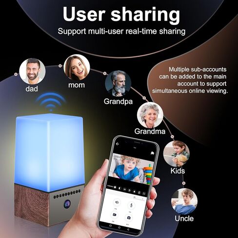 Mini Wireless Camera 4K HD WiFi Security Nanny Camera with RGB Night Light Two-Way Intercom 130° Wide Night Vision Motion Detection Real Time Record Surveillance Cam for Home Baby Pet Monitor (Brown) in Kuwait