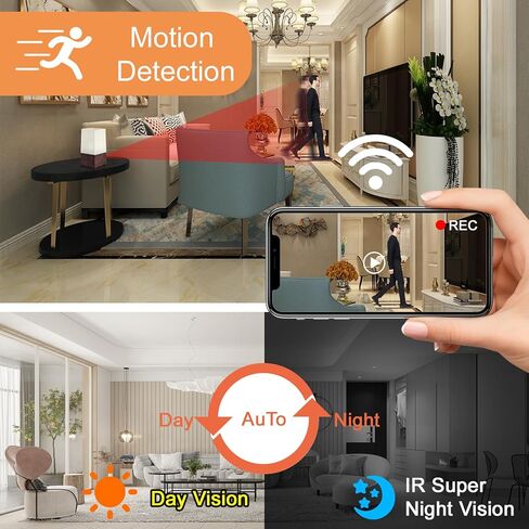Mini Wireless Camera 4K HD WiFi Security Nanny Camera with RGB Night Light Two-Way Intercom 130° Wide Night Vision Motion Detection Real Time Record Surveillance Cam for Home Baby Pet Monitor (Brown) in Kuwait