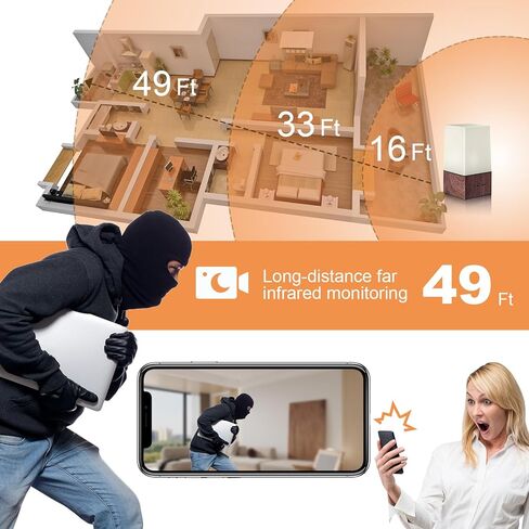 Mini Wireless Camera 4K HD WiFi Security Nanny Camera with RGB Night Light Two-Way Intercom 130° Wide Night Vision Motion Detection Real Time Record Surveillance Cam for Home Baby Pet Monitor (Brown) in Kuwait