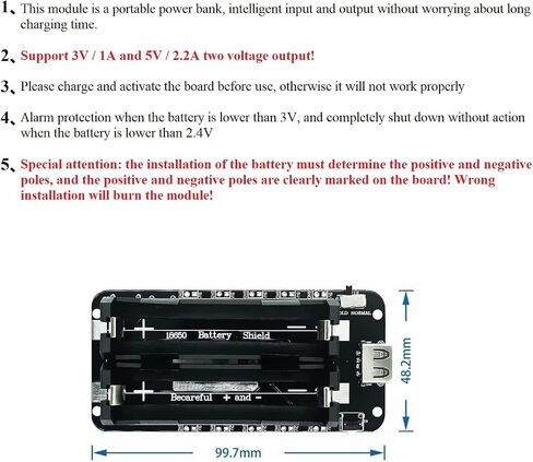 18650 بطارية درع مايكرو USB 5 فولت/3A 3 فولت/1A قوة البنك وحدة شحن البطارية لراسبيري بي واردوينو ESP32 in Saudi Arabia