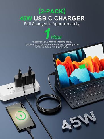 [2-Pack] 45W USB C Charger-Samsung Super Fast Wall Charger Type C for Samsung Galaxy S22/S22+/S22 Ultra/S21 Ultra/S21/S21 Plus/S20 Ultra/S20/S20+/Note 20/10/S10/S9/S8 with 6ft Type C Cord in Saudi Arabia
