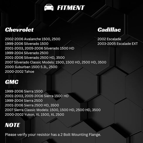 مقاوم محرك منفاخ HVAC - متوافق مع 1999-2006 Chevy Silverado GMC Sierra 1500 2500 3500 2000-2002 Yukon XL - يستبدل 89019089 89018597 in Saudi Arabia