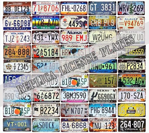 Retro Vintage Assorted US States Number Tags, Embossed License Plates, Lot of 10/15/20/25/30 pcs, Man Cave Garage Bar Home Wall Decor, 6x12 Inch (10) in Saudi Arabia