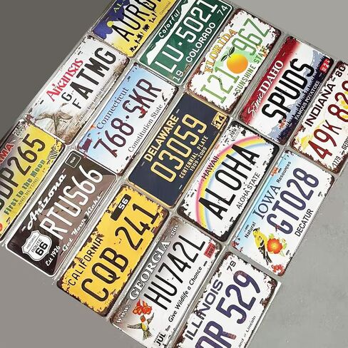 Retro Vintage Assorted US States Number Tags, Embossed License Plates, Lot of 10/15/20/25/30 pcs, Man Cave Garage Bar Home Wall Decor, 6x12 Inch (10) in Saudi Arabia