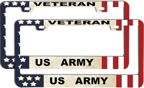 2PC American Flag Patriotic License Plate Frame for Women/Men, Black Stainless Steel Car Tag Frame, 6"x12" 2 Holes & Screws Fits Standard US/CA in Saudi Arabia
