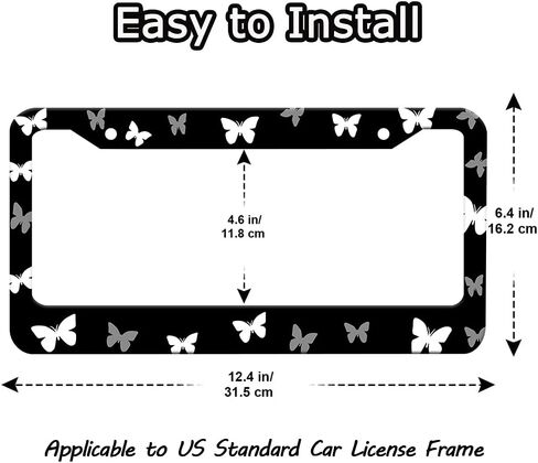 2 Pcs Mountains License Plate Frames, 2 Holes Black Aluminum Alloy License Plate Holder Tag Frame for US Canada Standard with Screw Caps in Saudi Arabia