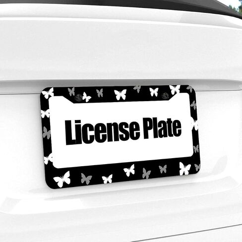 2 Pcs Mountains License Plate Frames, 2 Holes Black Aluminum Alloy License Plate Holder Tag Frame for US Canada Standard with Screw Caps in Saudi Arabia