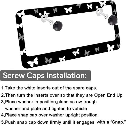 2 Pcs Mountains License Plate Frames, 2 Holes Black Aluminum Alloy License Plate Holder Tag Frame for US Canada Standard with Screw Caps in Saudi Arabia