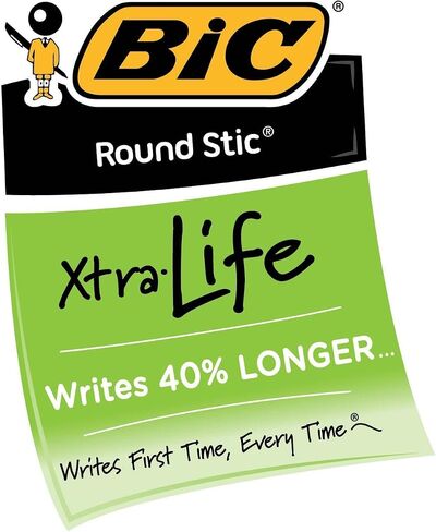 عبوتان من 12 قلم حبر كروي مستدير Stic Xtra Life من BIC، نقطة متوسطة حمراء (1.0 ملم) in Saudi Arabia