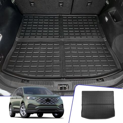 Rongtaod Cargo Mat Compatible with 2015-2024 Ford Edge Trunk Mat Trunk Liner TPE Cargo Liner Back Seat Cover Protector 2023 Edge Accessories (Backrest Mats+Trunk Mat) in Saudi Arabia