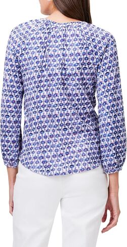 NIC+ZOE Women's Mixed Medallion 3/4 Sleeve Split Neck Top in Saudi Arabia