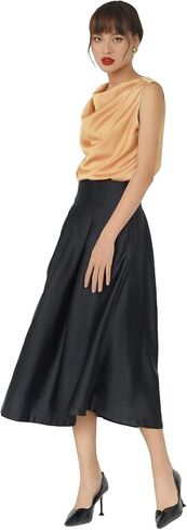 Women Regular Fit Cowl Neck Draped Sleeveless Silk Satin Blouse in Saudi Arabia