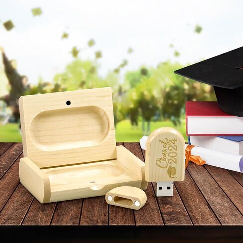 2024 Graduation Gifts for Her Him, Class of 2024 Wooden Flash Drive 128GB, Funny Graduation Gift Box for Women Men Senior High School College Grad Student Nurse Daughter Son Teacher Law Masters Degree in Saudi Arabia