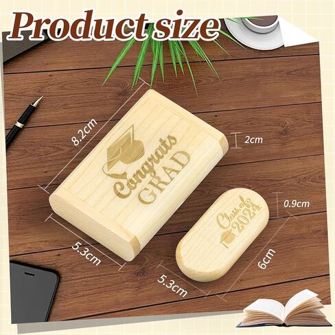 2024 Graduation Gifts for Her Him, Class of 2024 Wooden Flash Drive 128GB, Funny Graduation Gift Box for Women Men Senior High School College Grad Student Nurse Daughter Son Teacher Law Masters Degree in Saudi Arabia