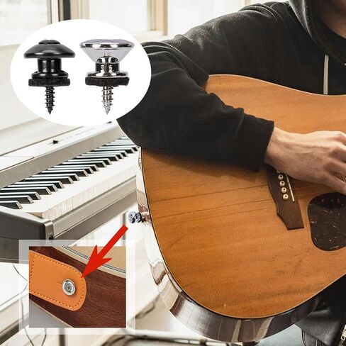 4Pcs Guitar Strap Lock Button Guitar Strap Locks Buttons Metal End Pins Guitar Security Lock Elliptical End Pins for Acoustic Classical Electric Guitar Bass Ukulele in Saudi Arabia
