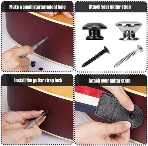 4Pcs Guitar Strap Lock Button Guitar Strap Locks Buttons Metal End Pins Guitar Security Lock Elliptical End Pins for Acoustic Classical Electric Guitar Bass Ukulele in Saudi Arabia