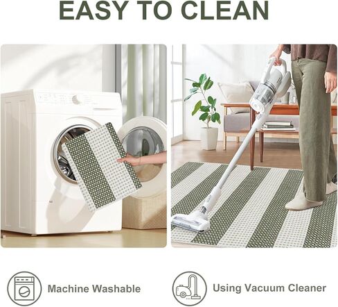 OJIA Fall Front Door Mat Outdoor Entrance 24"x 35", Machine Washable Porch Rug Indoor Outdoor Rugs Doormat Cotton Woven Entryway Rug Gray Striped Rug Small Area Rugs for Kitchen/Bathroom/Bedroom in Kuwait