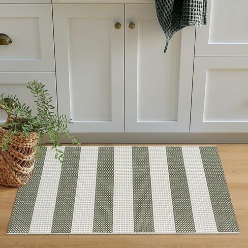 OJIA Fall Front Door Mat Outdoor Entrance 24"x 35", Machine Washable Porch Rug Indoor Outdoor Rugs Doormat Cotton Woven Entryway Rug Gray Striped Rug Small Area Rugs for Kitchen/Bathroom/Bedroom in Kuwait