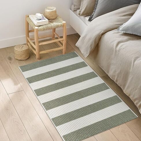 OJIA Fall Front Door Mat Outdoor Entrance 24"x 35", Machine Washable Porch Rug Indoor Outdoor Rugs Doormat Cotton Woven Entryway Rug Gray Striped Rug Small Area Rugs for Kitchen/Bathroom/Bedroom in Kuwait