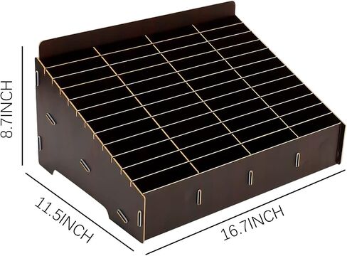 Nuatpetin 48-Grid Cell Phone Organizer Box, Wooden Desktop Storage Box Multi-functional Cell Phone Holder, Mobile Phone Management Box for Classroom Meeting Room Repair Shop Film Storage in Saudi Arabia