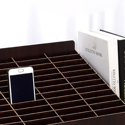 Nuatpetin 48-Grid Cell Phone Organizer Box, Wooden Desktop Storage Box Multi-functional Cell Phone Holder, Mobile Phone Management Box for Classroom Meeting Room Repair Shop Film Storage in Saudi Arabia