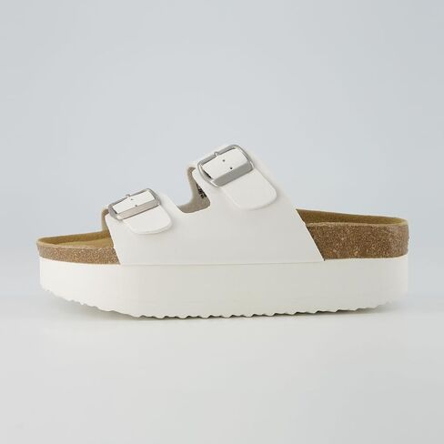 CUSHIONAIRE Plane Platform Sandals for Women with Adjustable Buckles and Genuine Suede Cork Footbed, Memory Foam, Wide Widths Available in Kuwait