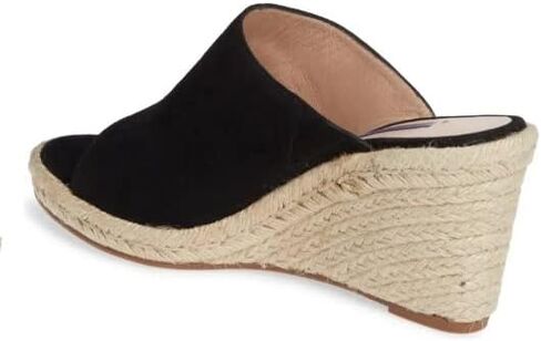 صندل نسائي من Stuart Weitzman Marabella سويدي إسبادريل بكعب عريض، أسود، مقاس 37.5 in Kuwait