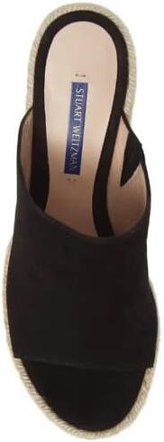 صندل نسائي من Stuart Weitzman Marabella سويدي إسبادريل بكعب عريض، أسود، مقاس 37.5 in Kuwait