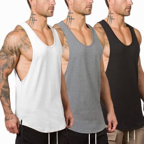 Men's 3 Pack Crewneck Workout Tank Top Gym Muscle Tee Fitness Sleeveless Mens Shirts Casual Summer Clothes