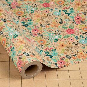 MAYPLUSS Blue Floral Wrapping Paper Roll - 17 Inch x 33 Feet, Blue White Flower Design Gift Wrap for Mother’s Day, Wedding, Bridal Shower, Birthday