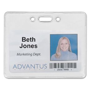 ADVANTUS Proximity Badge Holder, Horizontal, 3-3/8 x 2-3/8" Insert Size, Clear, Pack of 50 (75450)