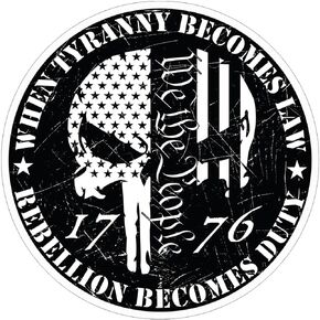 eDesign Tyranny Becomes Law Rebellion Becomes Duty Punisher Skull Sticker Decal - 4 Inches - 2nd amendment sticker for Car Truck SUV Van Window Bumper Wall Laptop Tablet Tumbler and Any Smooth Surface