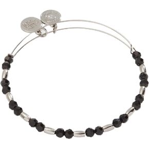 Alex and Ani AA781123SGM,Jet Crystal Beaded Expandable Bangle Bracelet,Shiny Gunmetal,Black, Bracelets