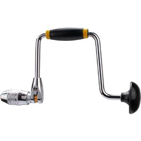 Professional Carpenters Bit Brace Hand Crank Drill with 12-Inch Swing Arm,with 4 claws, Steel and Plastic Construction