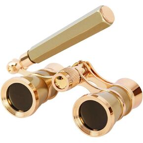 Opera Glasses Binoculars, Theatre Binoculars, 3X25, Metal Material, Vintage and Refined, with Adjustable Handle for Adults Kids Women in Musical Concert Cinema.