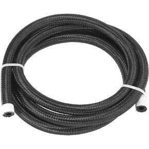 X AUTOHAUX 5ft 4AN Fuel Hose AN4 1/4" Universal Braided Nylon Stainless Steel CPE Oil Fuel Gas Line Hose Black