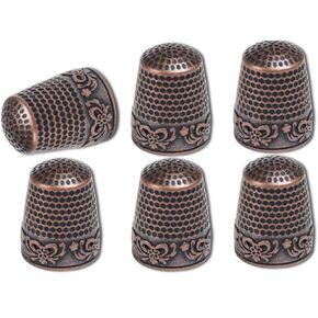 6Pcs Sewing Thimbles,Brass Metal Fingertip Protector, Quilting Craft Accessories Knitting Needlework for DIY Hand Sewing Tools Sewing Notions and Supplies,Sewing Thimbles,Metal Thimble